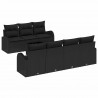 Zestaw Sof na Ogród 8 pcs Czarny Polirattan, stal i szkło