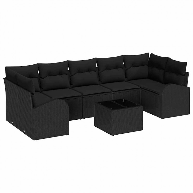 Zestaw Sof na Ogród z przechowywaniem 8 pcs Czarny polirattan