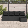 Zestaw Sof z poduszką z przechowywaniem 5 pcs Czarny polirattan