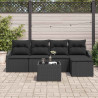 Zestaw Sof z poduszką z przechowywaniem 6 pcs Czarny polirattan