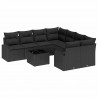Zestaw Sof z poduszką z przechowywaniem 9 pcs Czarny polirattan