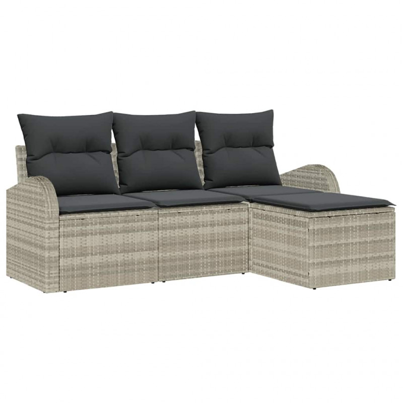 Zestaw Sof z poduszką 4 pcs Jasnoszary polirattan