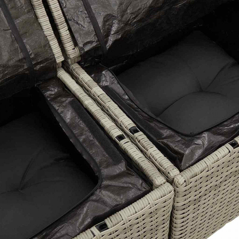 Zestaw Sof na Ogród z poduszką 4 pcs Jasnoszary polirattan