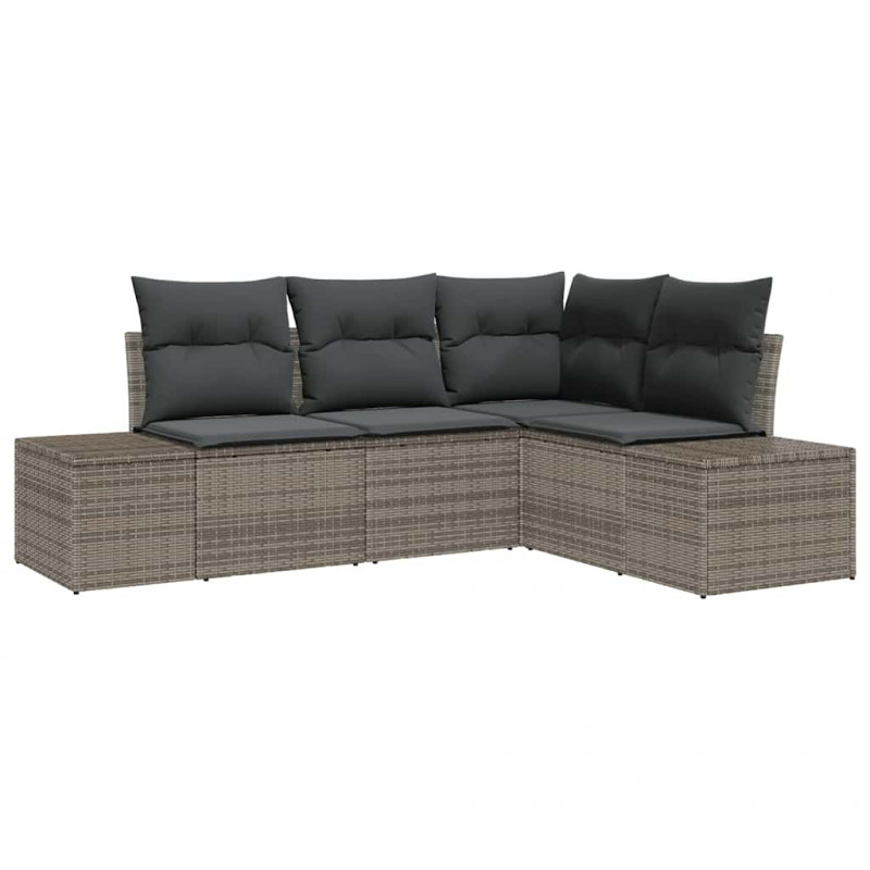 Zestaw Sof na Ogród z przechowywaniem 4 pcs Szary polirattan