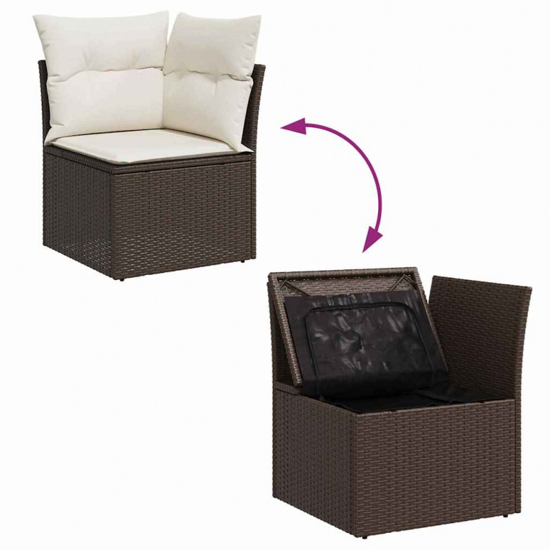 Zestaw Sof na Ogród 5 pcs Brązowy i Kremowy polirattan