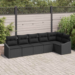 Zestaw Sof na Ogród z poduszką 6 pcs Czarny polirattan