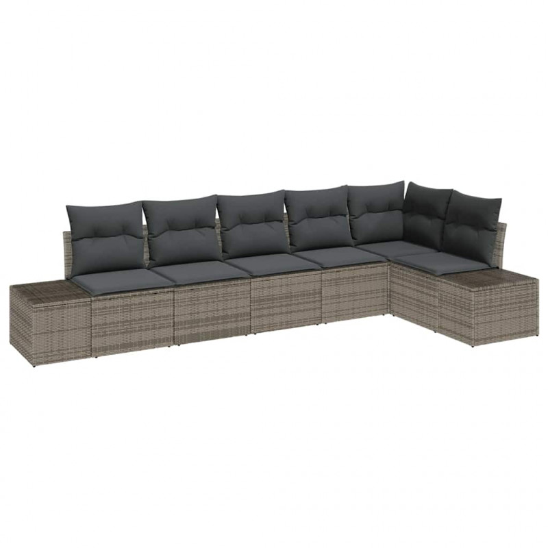 Zestaw Sof na Ogród z przechowywaniem 6 pcs Szary polirattan