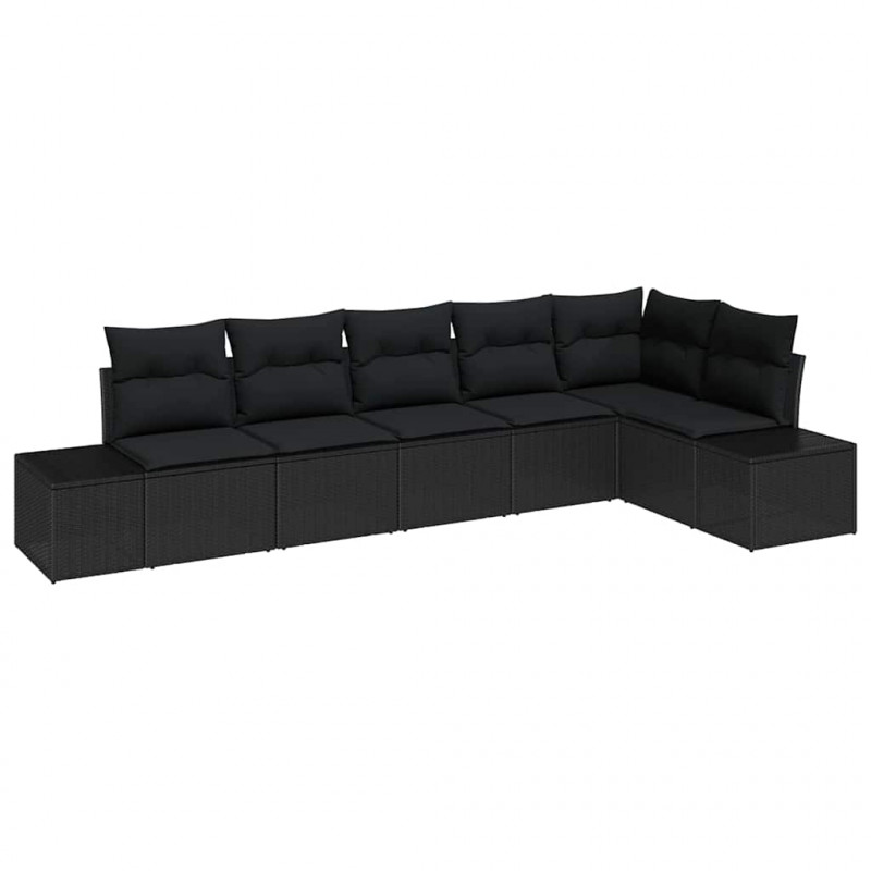 Zestaw Sof na Ogród z przechowywaniem 6 pcs Czarny polirattan