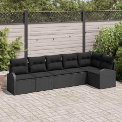 Zestaw Sof na Ogród z poduszką 6 pcs Czarny polirattan