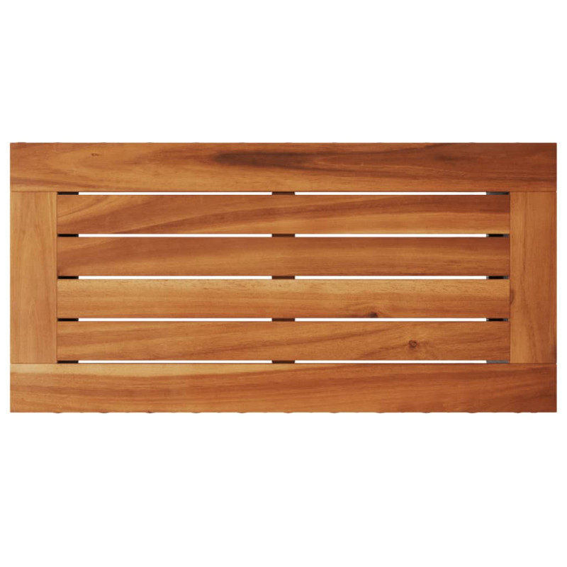 Stolik ogrodowy z drewnianym blatem, czarny, 58x27,5x55 cm