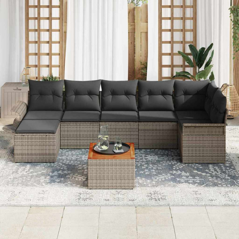 Zestaw Sof na Ogród z przechowywaniem 8 pcs Szary polirattan