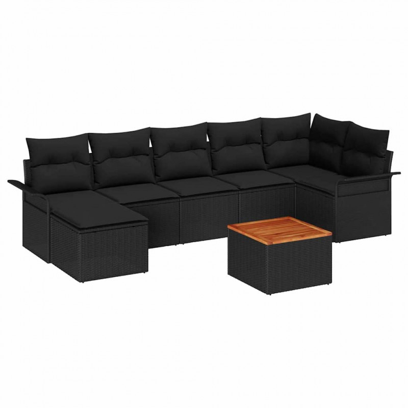 Zestaw Sof na Ogród z przechowywaniem 8 pcs Czarny polirattan