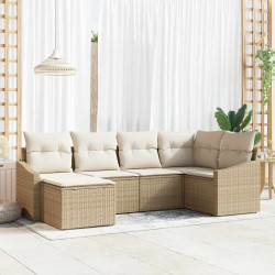Zestaw do jadalni w ogrodzie z poduszką 6 pcs Beżowy i kremowy