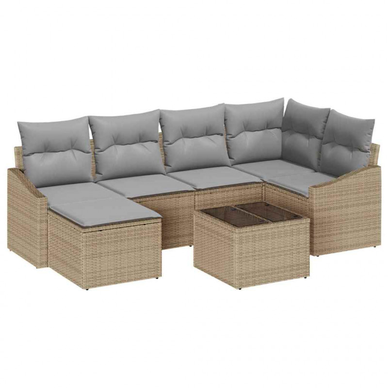Zestaw do jadalni w ogrodzie 7 pcs Beżowy i jasnoszary