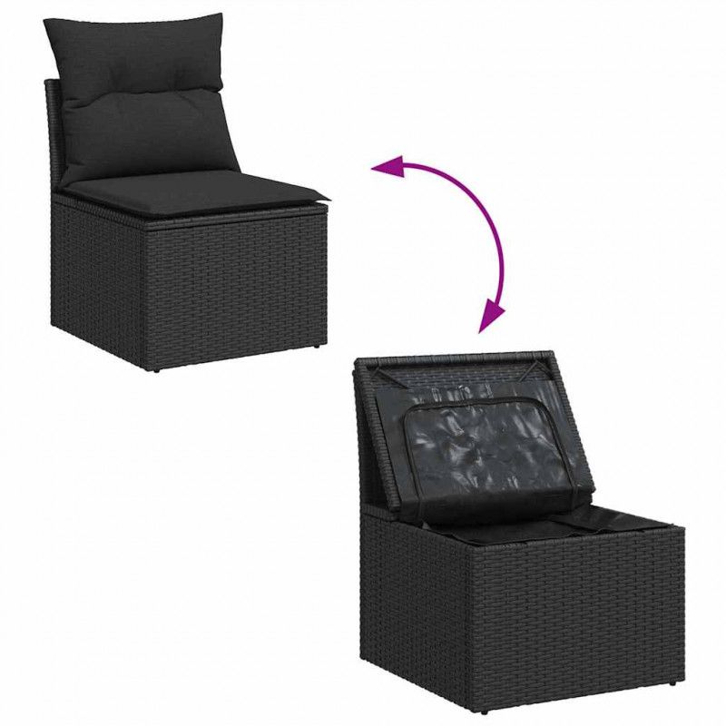 Zestaw do jadalni w ogrodzie z poduszką 7 pcs Czarny