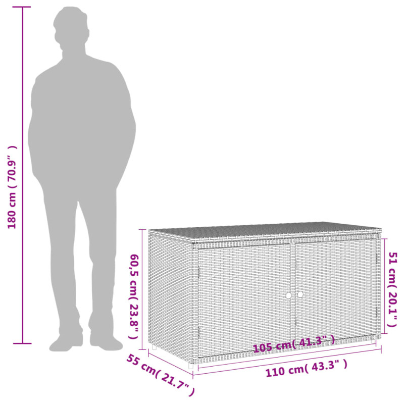 Szafka ogrodowa, szara, 110x55x60,5 cm, polirattan