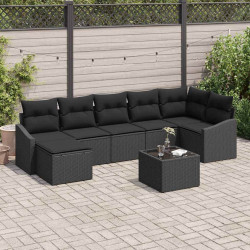 Zestaw Sof na Ogród z poduszką 8 pcs Czarny polirattan