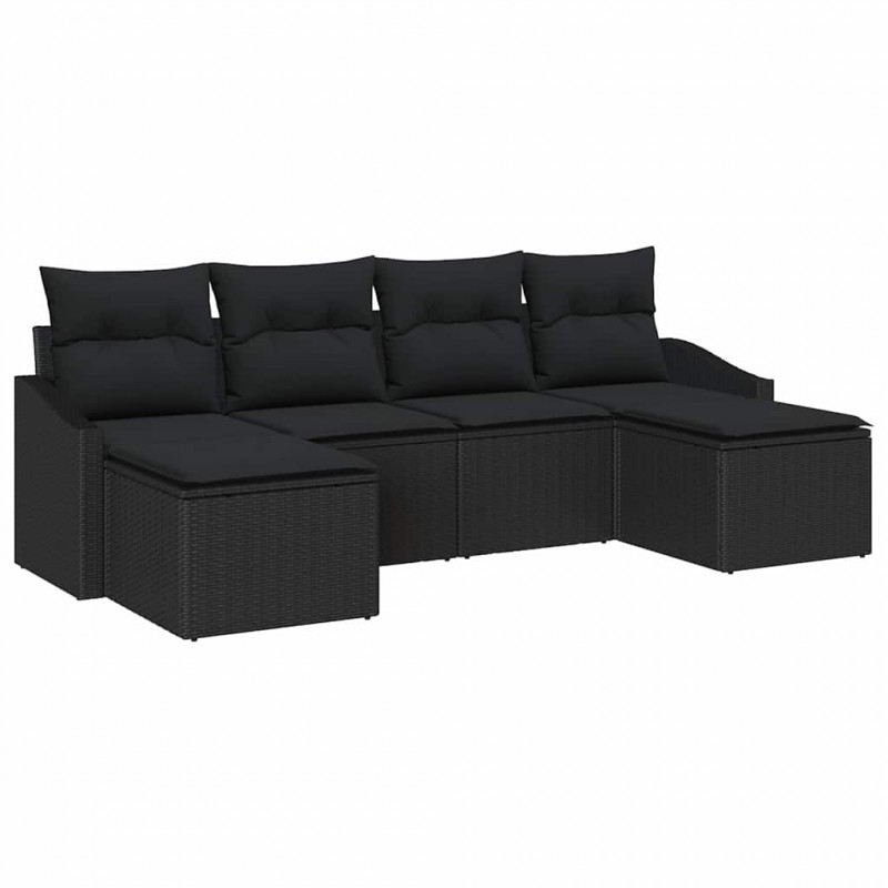 Zestaw do jadalni w ogrodzie z poduszką 6 pcs Czarny