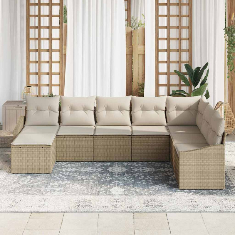 Zestaw Sof na Ogród 8 pcs Beżowy i kremowy polirattan