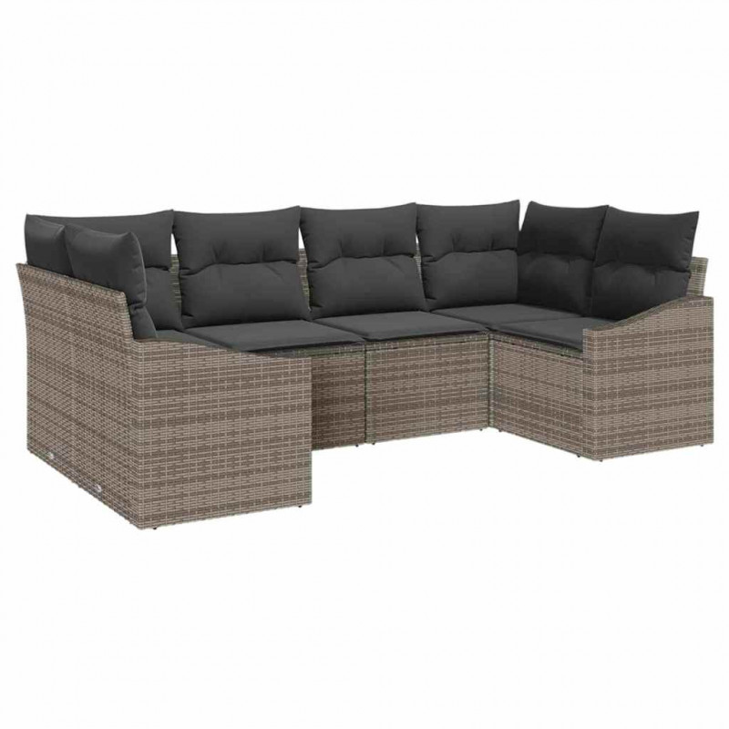 Zestaw Sof na Ogród z przechowywaniem 6 pcs Szary polirattan