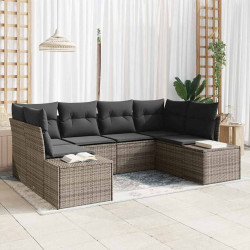 Zestaw Sof na Ogród z przechowywaniem 6 pcs Szary Polirattan