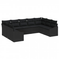 Zestaw Sof na Ogród z przechowywaniem 9 pcs Czarny polirattan