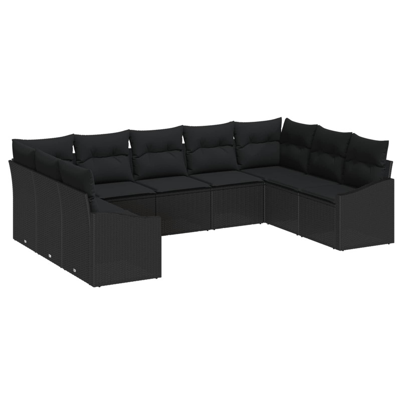 Zestaw Sof na Ogród z przechowywaniem 9 pcs Czarny polirattan