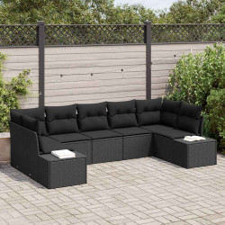 Zestaw Sof na Ogród z przechowywaniem 7 pcs Czarny Polirattan