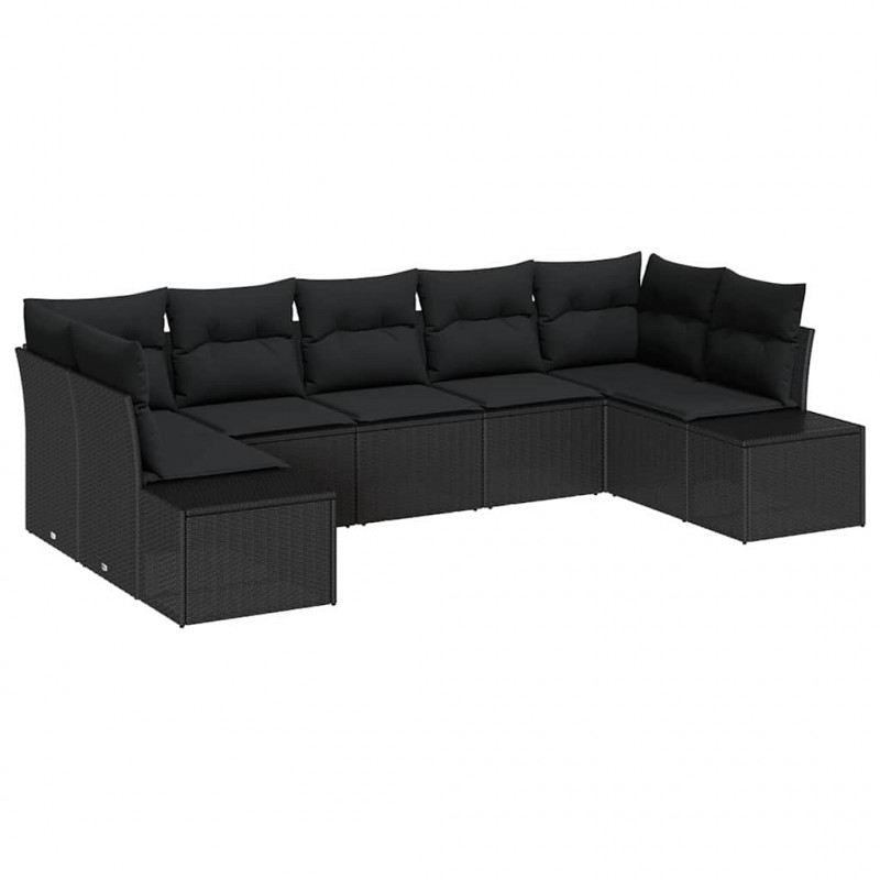 Zestaw Sof na Ogród z przechowywaniem 7 pcs Czarny Polirattan