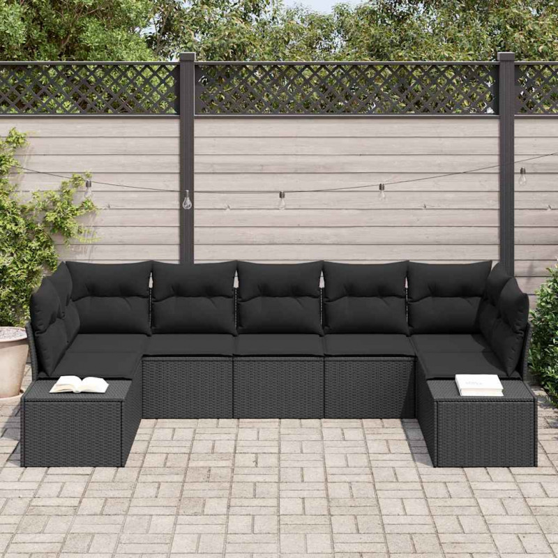 Zestaw Sof na Ogród z przechowywaniem 7 pcs Czarny Polirattan