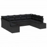 Zestaw Sof na Ogród z poduszką 9 pcs Czarny Technorattan