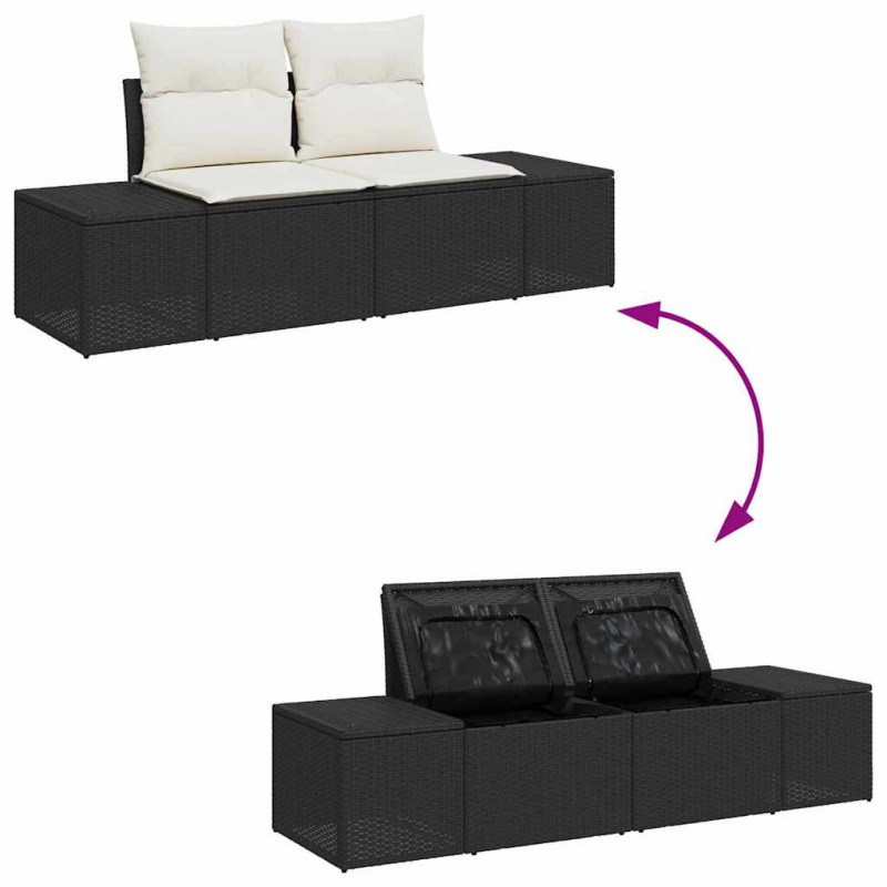 Zestaw Sof na Ogród 9 pcs Czarny i kremowy Technorattan