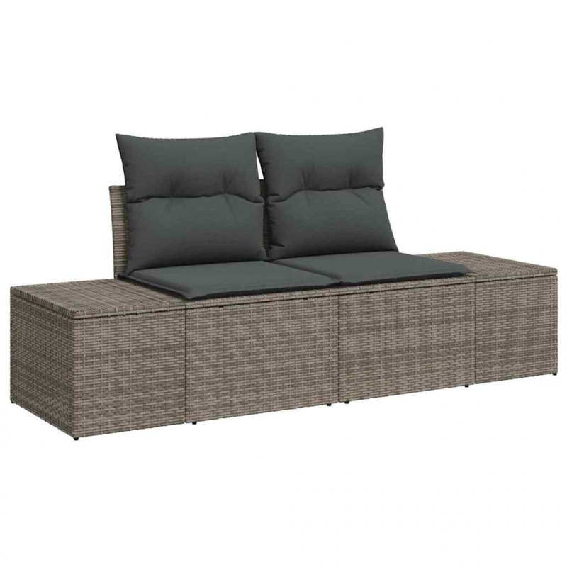 Zestaw Sof na Ogród z poduszką 9 pcs Szary Technorattan