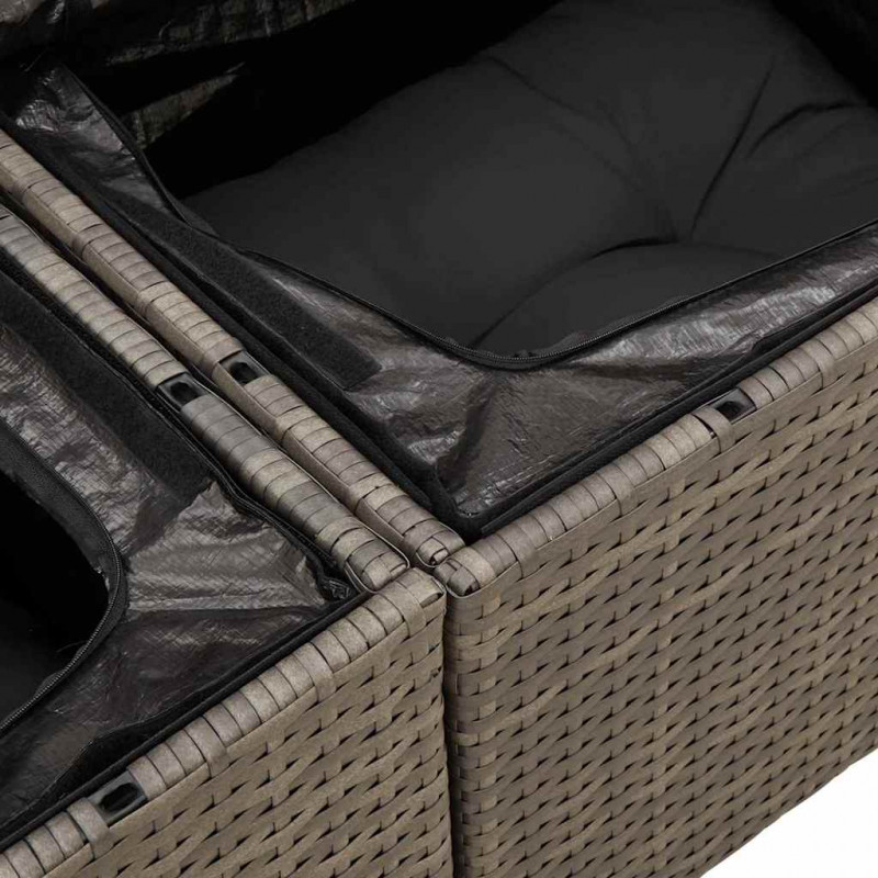 Zestaw Sof na Ogród z poduszką 9 pcs Szary Technorattan