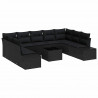 Zestaw Sof na Ogród z poduszką 9 pcs Czarny Technorattan