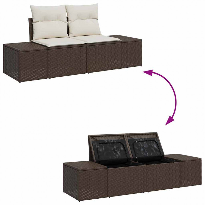 Zestaw Sof na Ogród 10 pcs Brązowy i Kremowy Technorattan