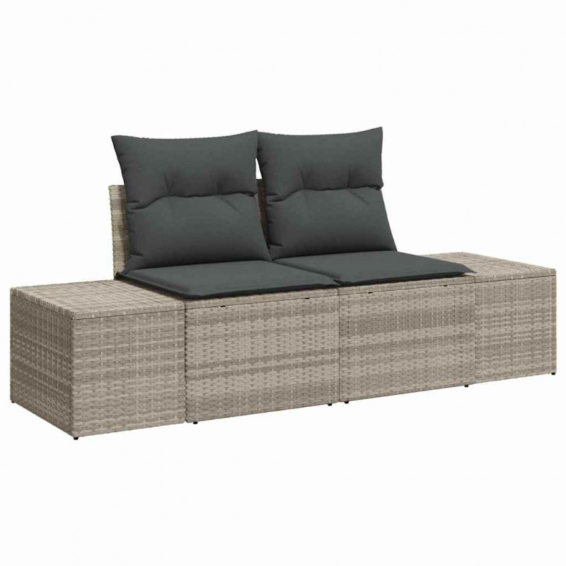 Zestaw Sof na Ogród z poduszką 10 pcs Jasnoszary Technorattan