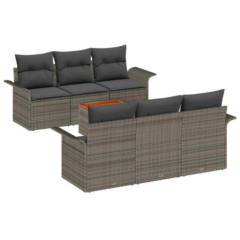 Zestaw Sof na Ogród z przechowywaniem 7 pcs Szary polirattan