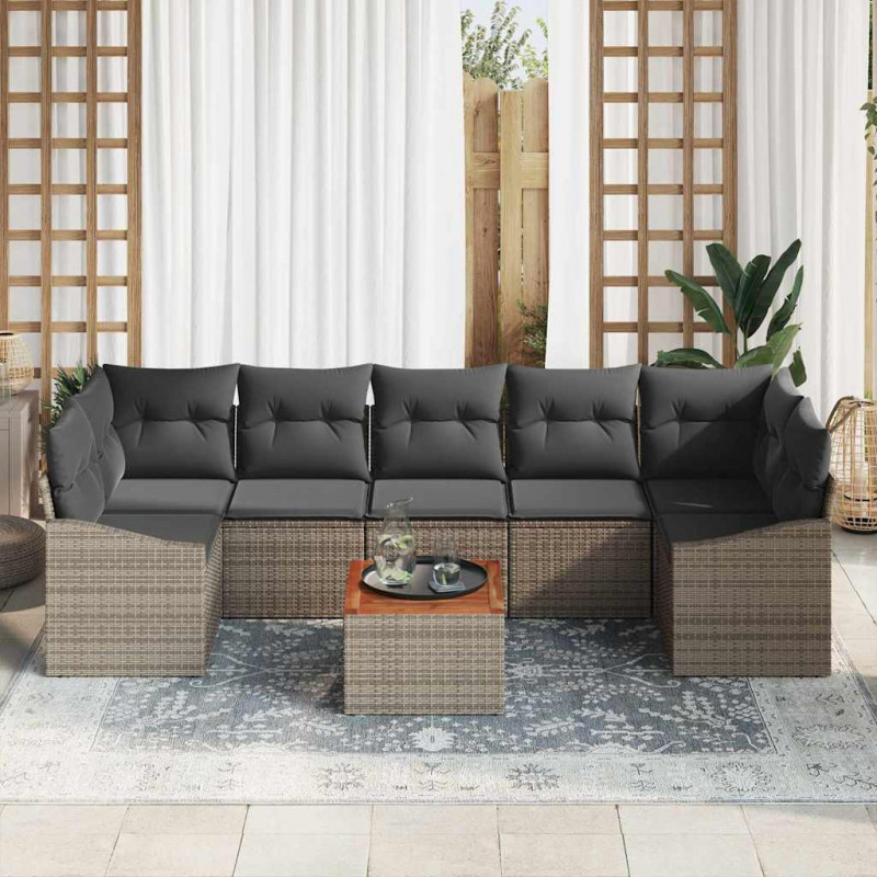 Zestaw Sof na Ogród z przechowywaniem 8 pcs Szary polirattan