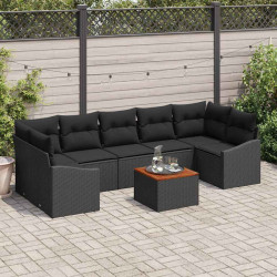 Zestaw Sof na Ogród z przechowywaniem 8 pcs Czarny polirattan
