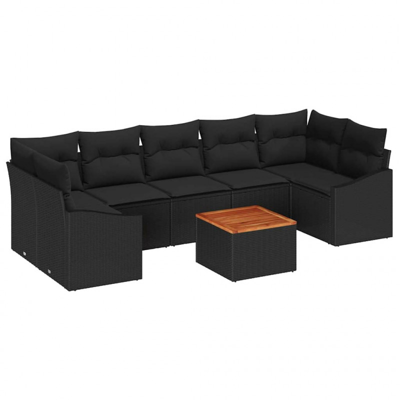 Zestaw Sof na Ogród z przechowywaniem 8 pcs Czarny polirattan