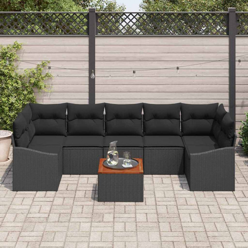 Zestaw Sof na Ogród z przechowywaniem 8 pcs Czarny polirattan