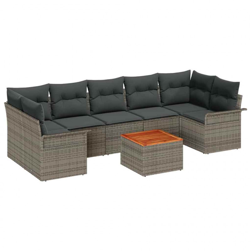 Zestaw Sof na Ogród z przechowywaniem 8 pcs Szary polirattan