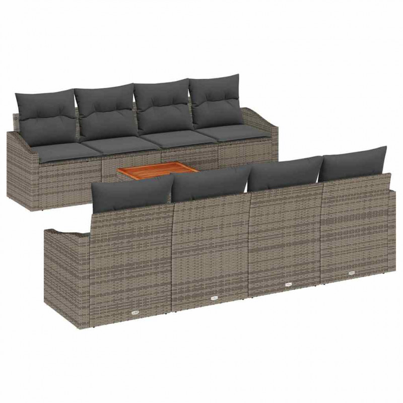 Zestaw Sof na Ogród z przechowywaniem 9 pcs Szary polirattan