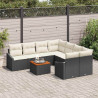 Zestaw Sof na Ogród 9 pcs Czarny i kremowy polirattan