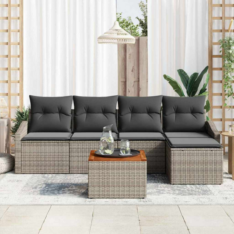 Zestaw Sof na Ogród z przechowywaniem 6 pcs Szary polirattan