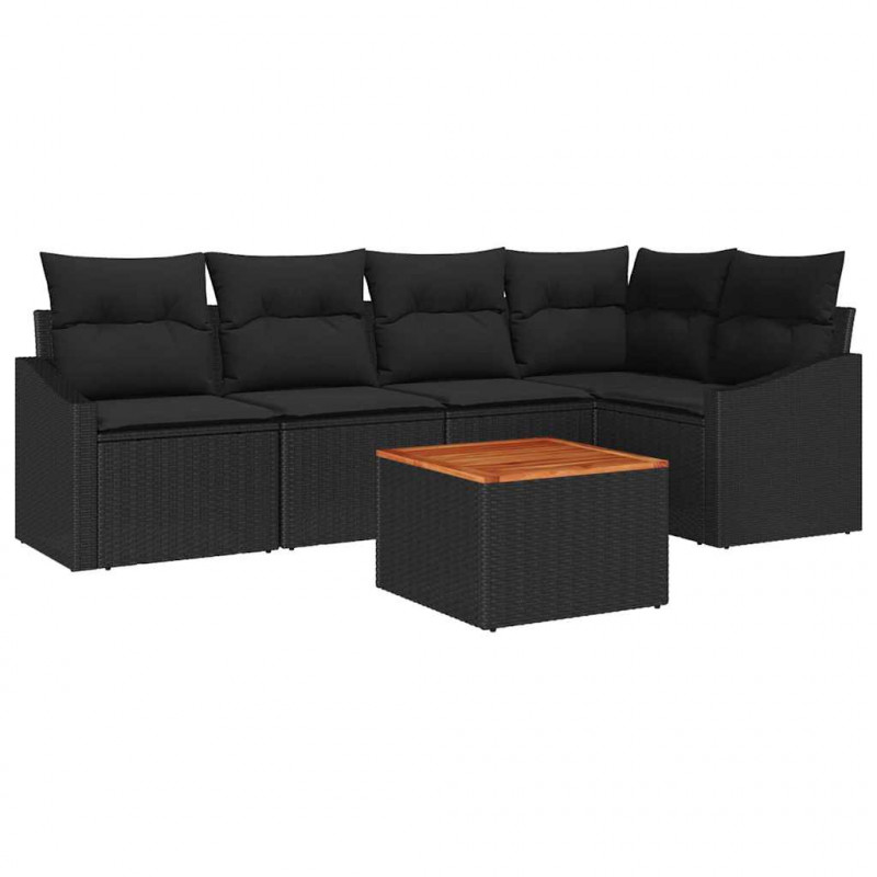 Zestaw Sof na Ogród z przechowywaniem 6 pcs Czarny polirattan