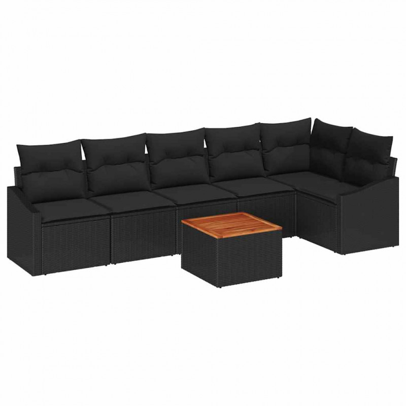 Zestaw Sof na Ogród z przechowywaniem 7 pcs Czarny polirattan