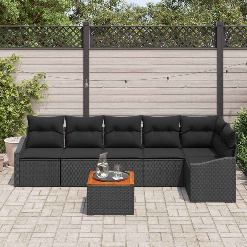 Zestaw Sof na Ogród z przechowywaniem 7 pcs Czarny polirattan