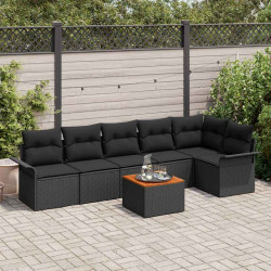 Zestaw Sof na Ogród z przechowywaniem 7 pcs Czarny polirattan